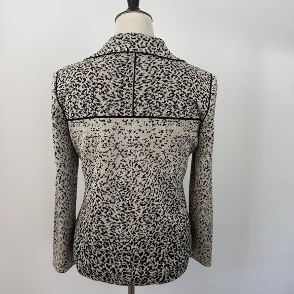 MING WANG Knit Blazer Jacket Womens Medium Animal Print Cheetah Old Money Chic - Picture 16 of 16